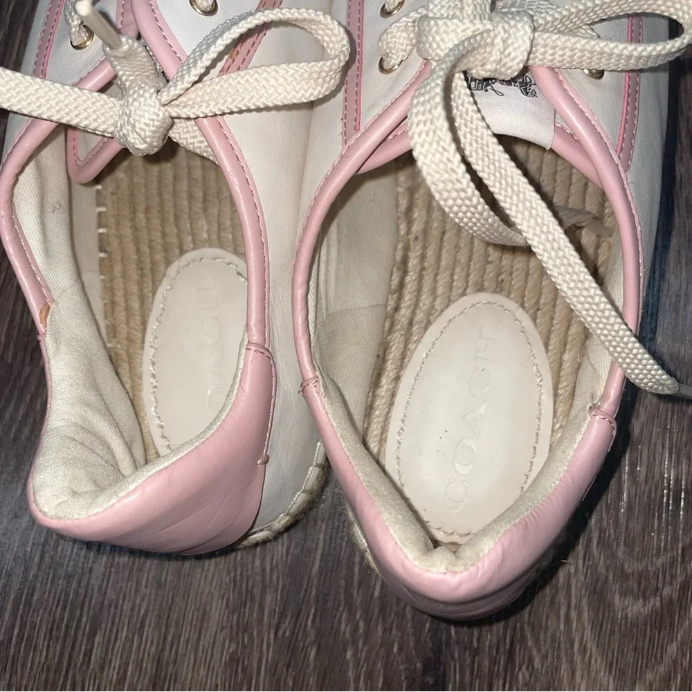 Coach Cate Pink and Cream Espadrille Sneakers size 10